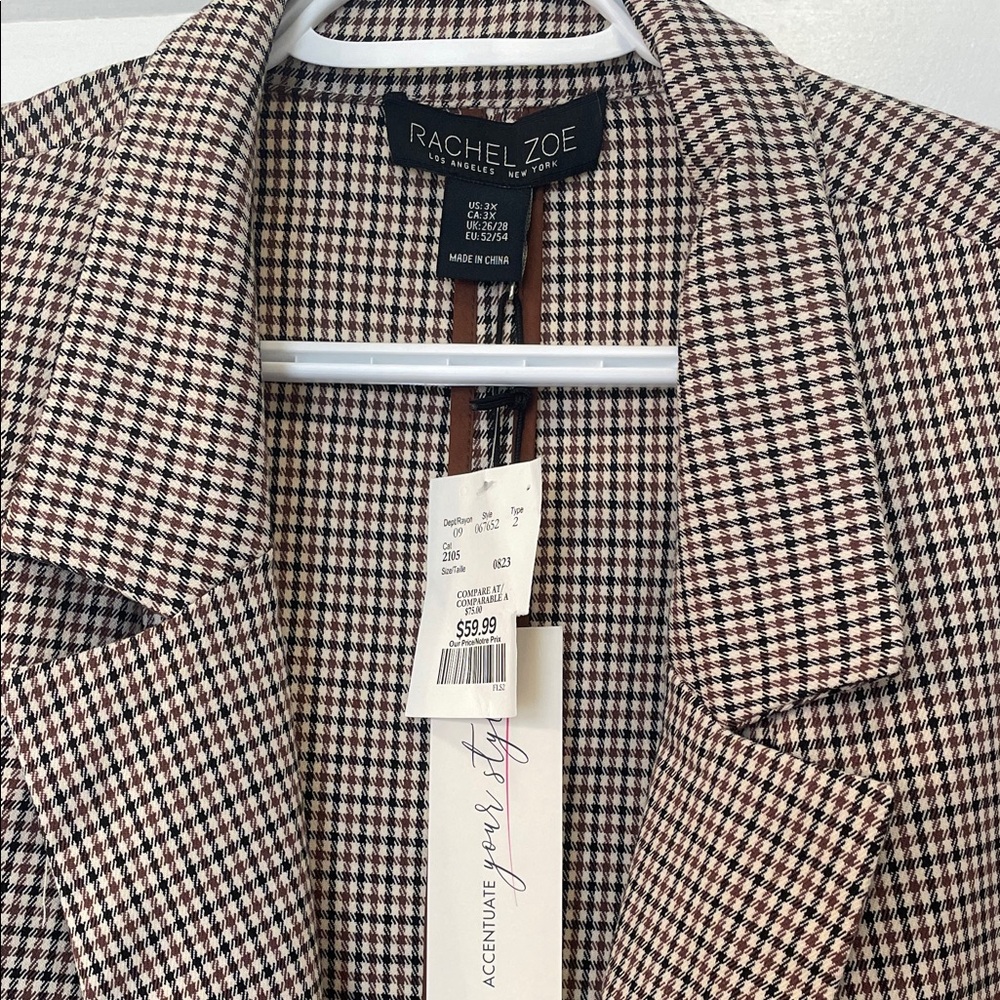 Rachel Zoe Houndstooth Blazer in Black and Cream